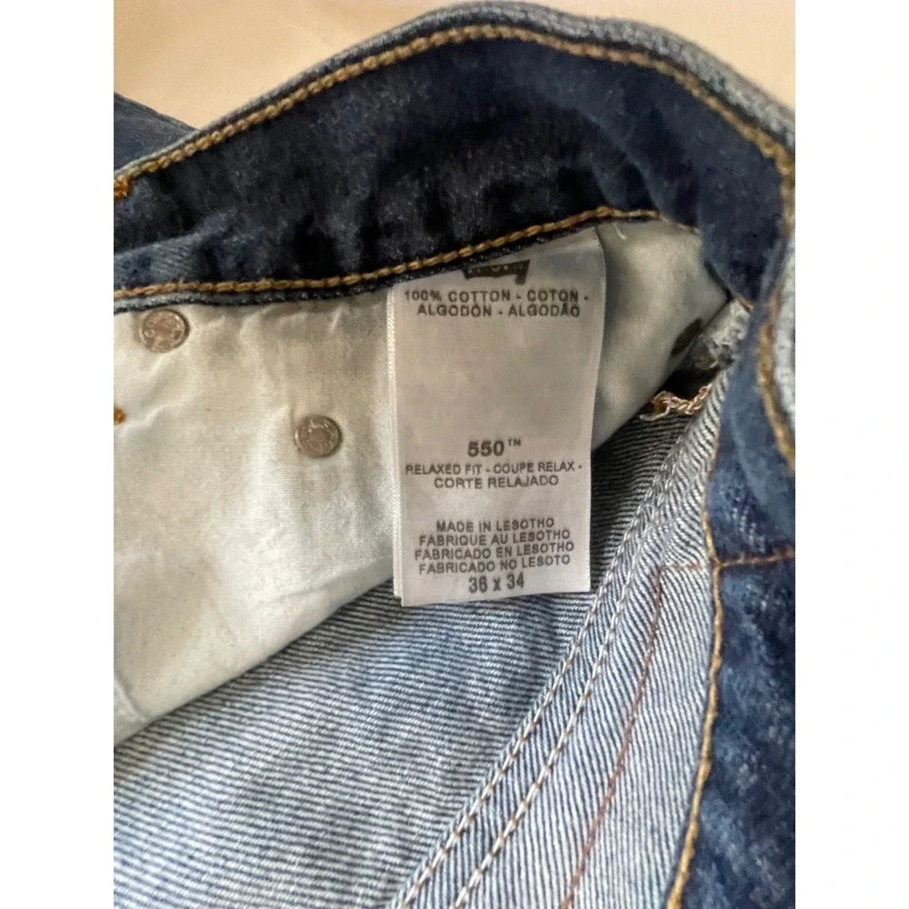 Levi's 550 Men's Jeans 36X34 Blue Medium Wash Relaxed Fit Cotton Casual 5 Pocket